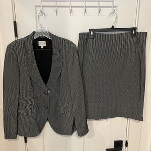 Vintage Armani Collezioni Jacquard 2 PC Chevron Skirt Suit Blazer Size 12
